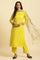 Lime Green Lace Work Kurta, Pants And Dupatta Set