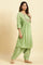 Green Embroidered Kurta, Salwar And Pink Chiffon Dupatta Set