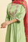 Green Embroidered Kurta, Salwar And Pink Chiffon Dupatta Set