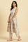 White Cotton Gathered Kurta In Multi-Coloured Print & Pants Set