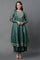 Green Layered Anakali Kurta And Slim Pant Set