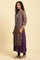 Purple Layered Suzani Printed Kurta, Tights And Dupatta Set