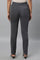 Grey Solid Straight Fit Trousers With Pintuck Detail