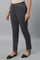 Grey Solid Straight Fit Trousers With Pintuck Detail