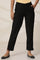 Black Solid Slim Fit Woven Pants With Elasticated Waist