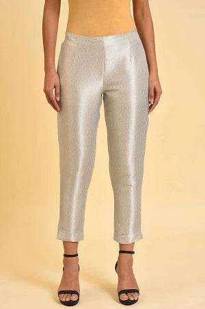 Silver Jacquard Slim Pants