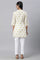 Beige Floral Printed Textured kurta