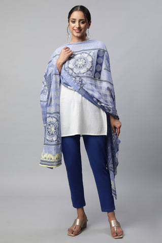 Blue Printed Ethnic Dupatta