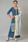 Blue Yarn-Dyed Cotton kurta Set