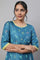 Blue Printed A line kurta & Tights Set