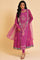 Dark Pink Sequined Anarkali kurta, Tights & Dupatta Set