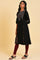Black Godget Plus Size Tunic with Multi-coloured Embroidery