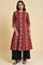 Dark Red A-Line Printed kurta