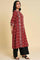 Dark Red A-Line Printed kurta