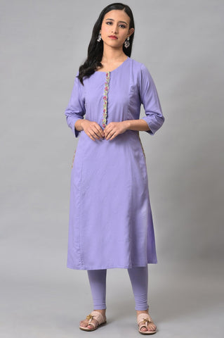 Voilet Embroidered A-Line Plus Size kurta