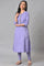 Voilet Embroidered A-Line kurta