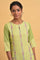 Green Floral Printed Straight Plus Size Summer kurta