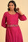 Pink Embroidered Crinkled kurta