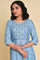 Blue Sequined Shantung kurta