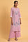 Light Purple Printed Plus Size Straight kurta
