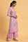 Light Purple Printed Plus Size Straight kurta