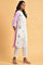 White And Light Purple Seer Sucker Embroidered Summer kurta