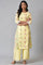 Yellow Panelled Floral kurta With Lace Detail