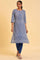 Blue Chambray Printed kurta