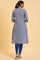 Blue Chambray Printed kurta
