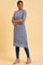 Blue Chambray Printed kurta