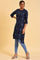 Navy Blue Printed High-Low kurta