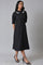 Black Cotton Embroidered Plus Size Shirt Dress