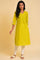 Yellow Textured Dobby kurta