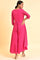 Pink Printed Draped Jumpsuit With Embroidered Belt