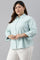 Light Blue Western Buton-Down Plus Size Top