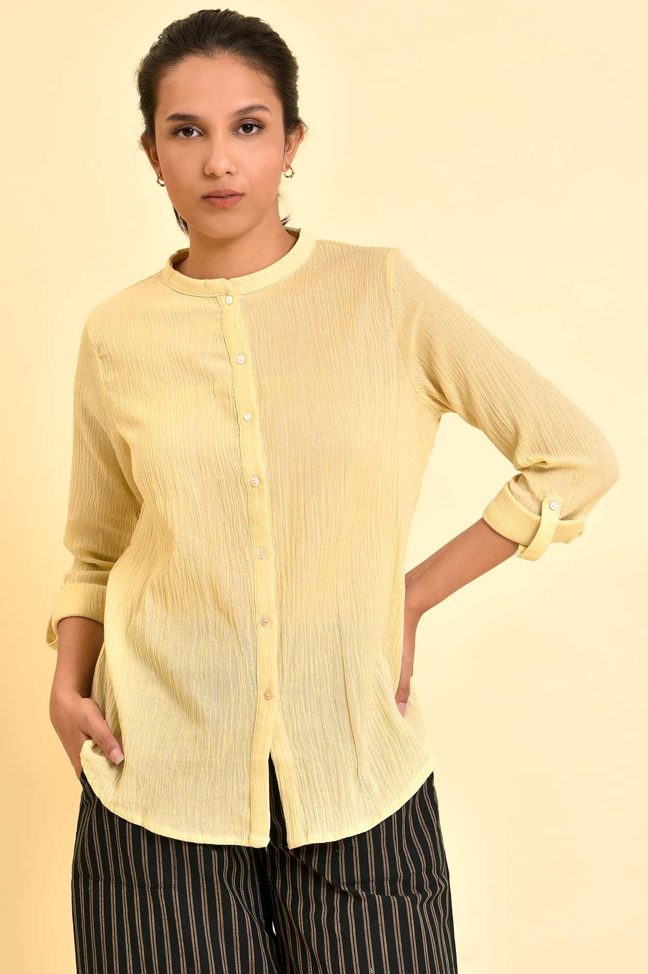 Yellow Mandarin Collar Top