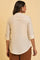 White Blue Cotton Flax Top