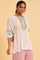 Ecru Embroidered Flared Top