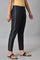 Plus Size Black Parallel Pants With Side Embroidery