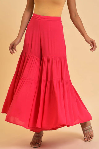 Pink Tiered Solid Sharara