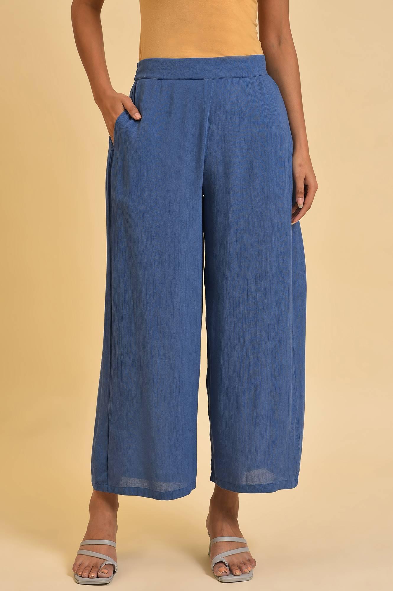 Blue Crinkle Parallel Pants