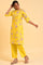 Yellow Floral Print kurta & Straight Pants Co-Ord Set