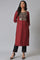 Red Stripe Sraight kurta Set