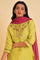 Lime Green Embroidered kurta, Pants And Dupatta Set