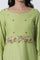 Green Embroidered A-Line Cotton Kurta And Tights Set