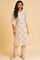 Beige Glitter Printed kurta & Pants Set