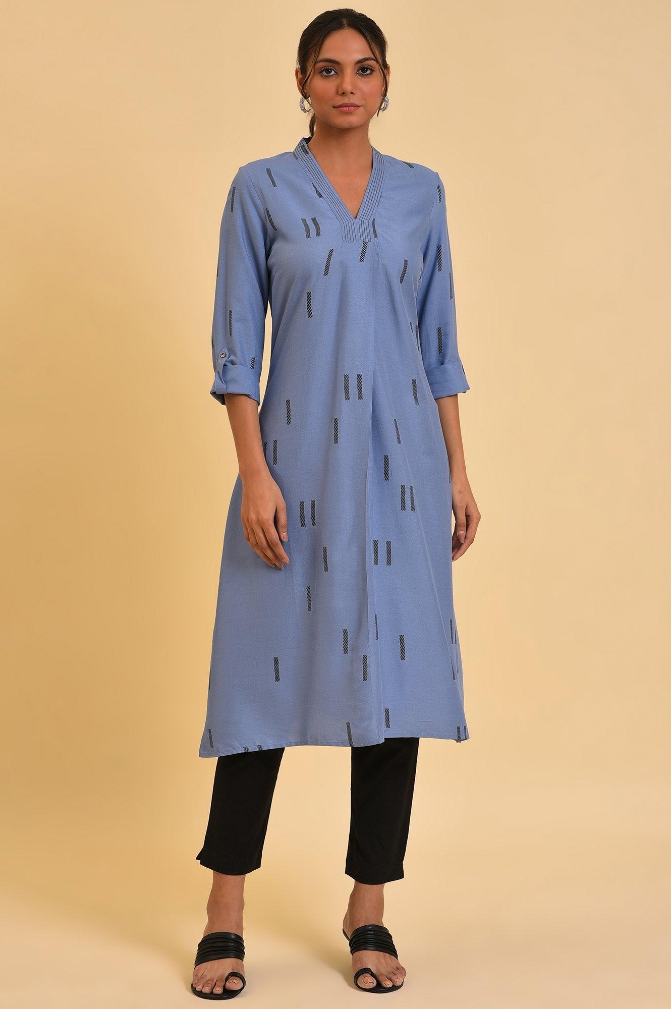 Blue Geometric Print kurta & Pants Set