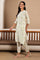 White Floral Printed Pure Cotton Straight Kurta and Pants Co-ord Set