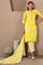 Yellow Floral Printed With Lace Pure Cotton Straight Kurta and Pants Set with Stripe Printed Dupatta