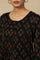 Black Ajrakh Dot Print Round Neck Long Top In Fluid Satin